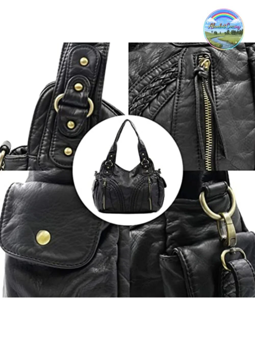 Hobo Bag Roomy Washed Leather Handbag Crossbody Strap